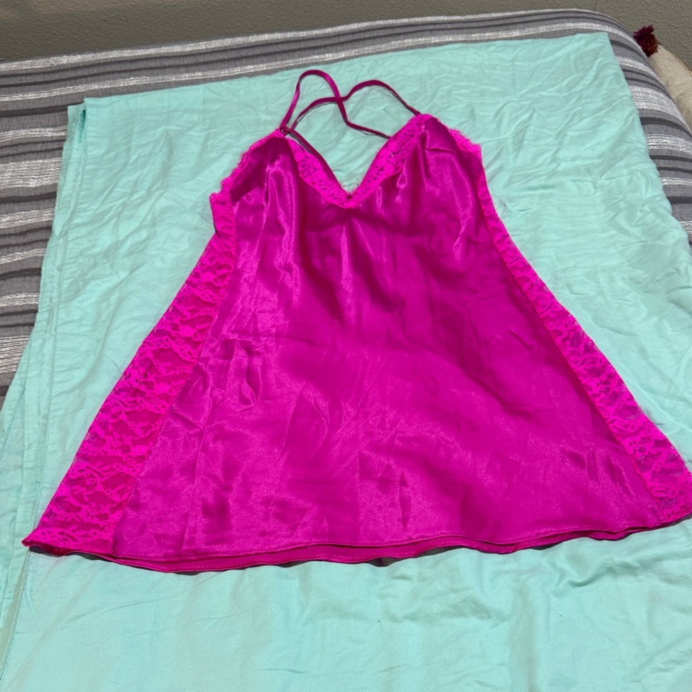 Victoria's Secret Fuchsia Lace Chemise